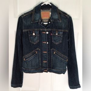 Dark Indigo Denim Blue Jean Jacket Classic Levi’s Women’s Size Medium Jr.